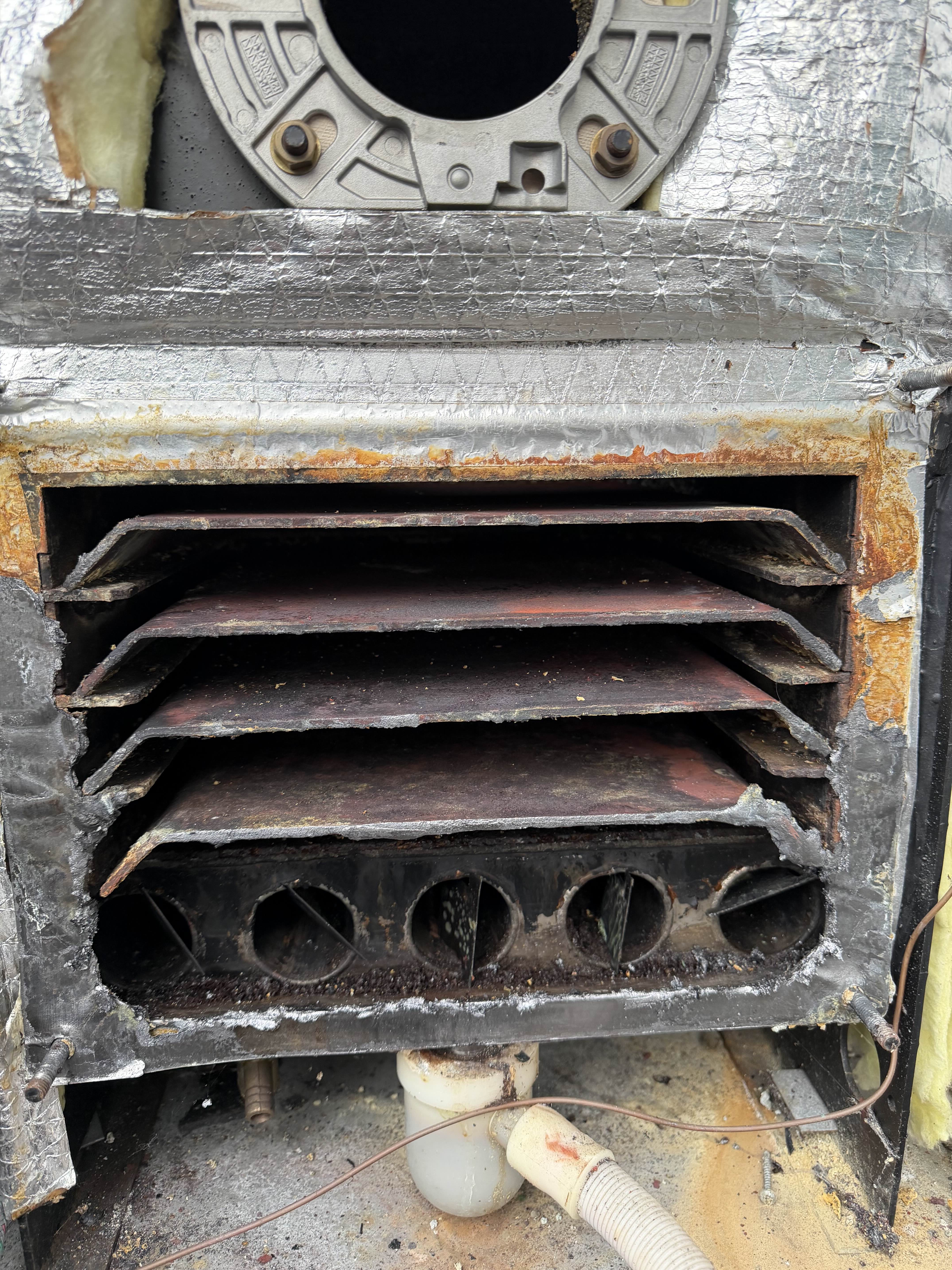 Oil boiler heat exchanger after service fully cleaned