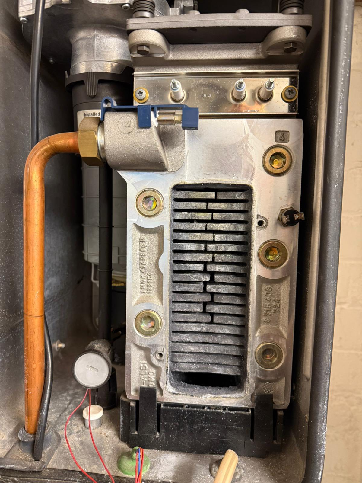 Boiler burner after service clean and ready for winter